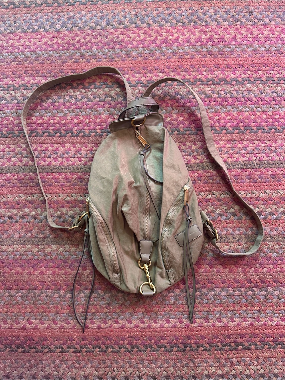 REBECCA MINKOFF JULIAN ARMY GREEN Convertible Sling Backpack Bag